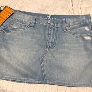 New For All Mankind Denim Mini Stone Washed Skirt